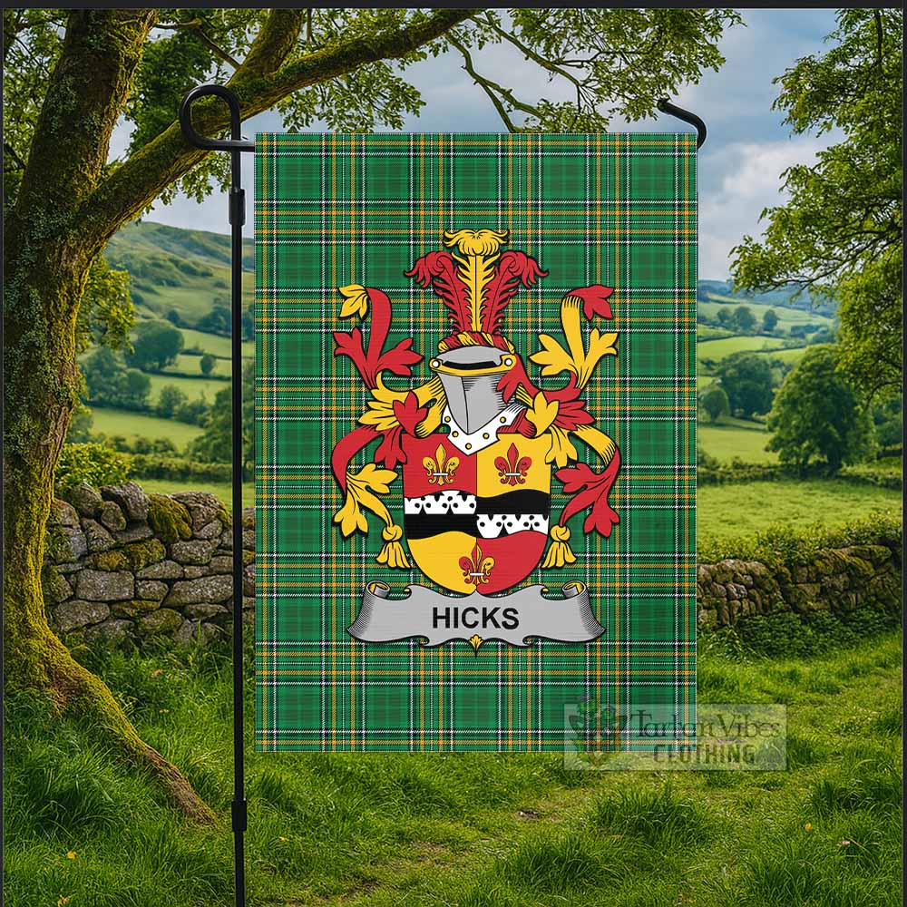 Hicks Irish Clan Tartan Flag with Coat of Arms