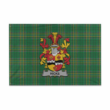 Hicks Irish Clan Tartan House Flag with Coat of Arms