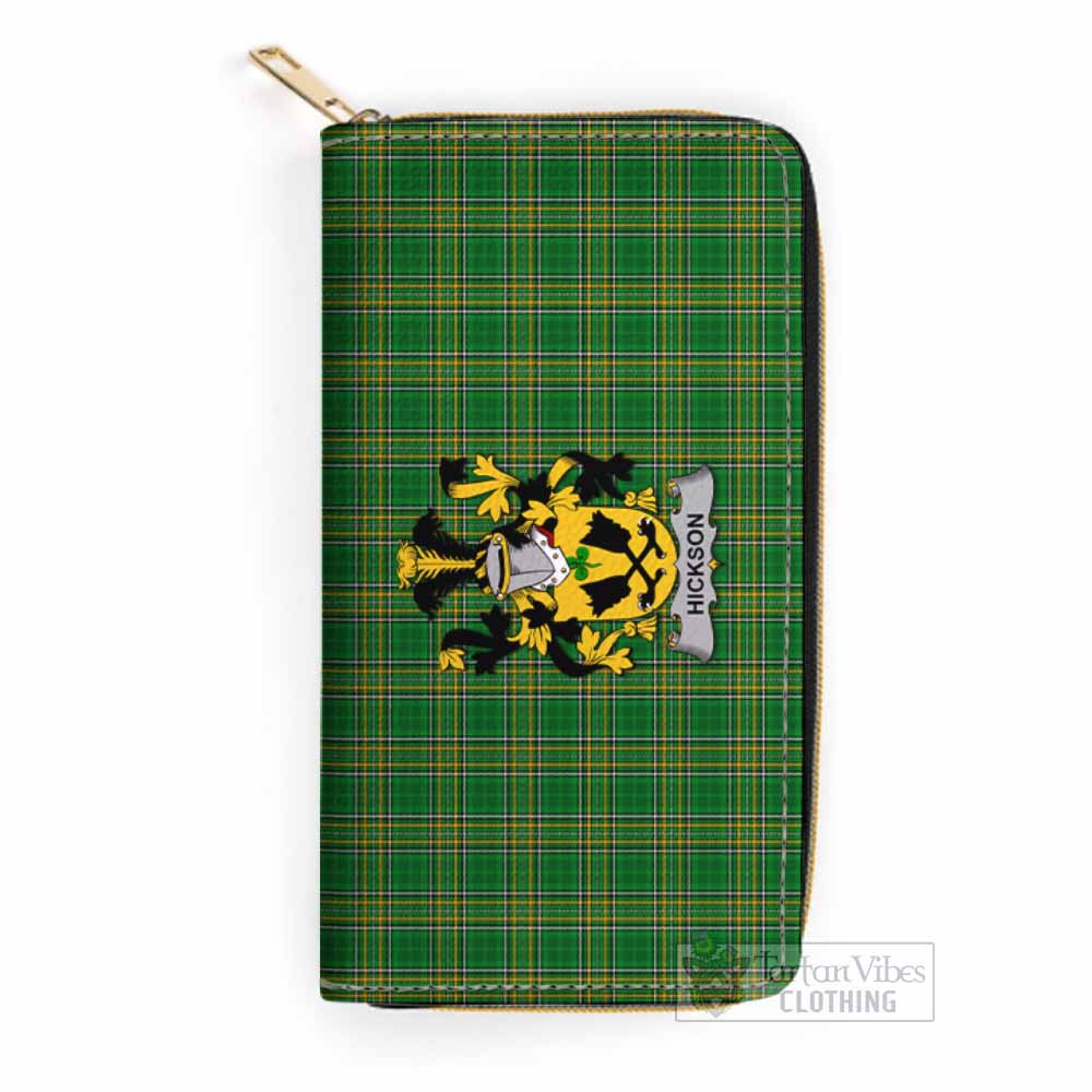 Tartan Vibes Clothing Hickson Irish Clan Tartan Women's Leather Wallet with Coat of Arms