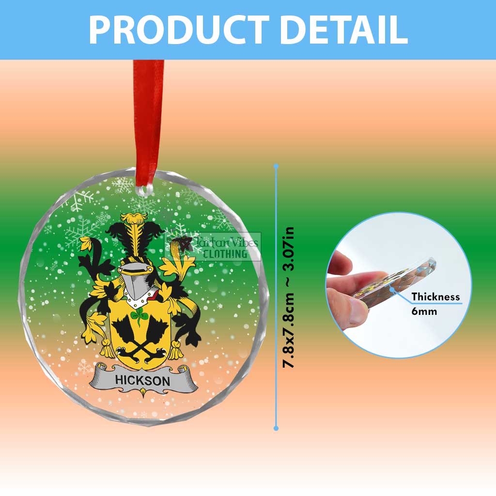 Tartan Vibes Clothing Hickson Irish Clan Christmas Glass Ornament with Coat of Arms