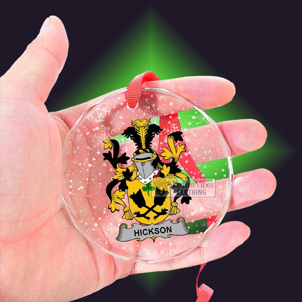 Tartan Vibes Clothing Hickson Irish Clan Christmas Glass Ornament with Coat of Arms