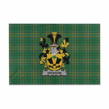 Hickson Irish Clan Tartan House Flag with Coat of Arms