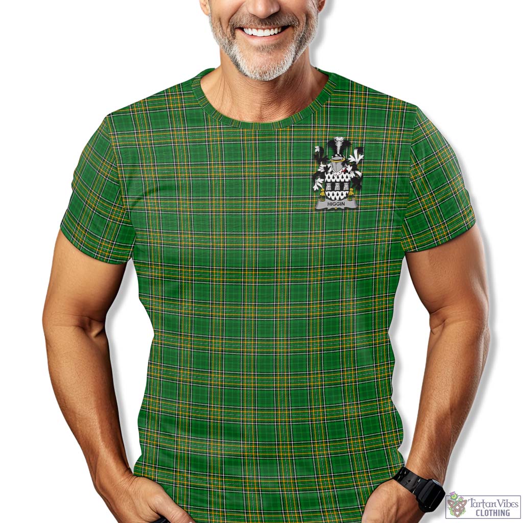 Tartan Vibes Clothing Higgin Ireland Clan Tartan T-Shirt with Family Seal