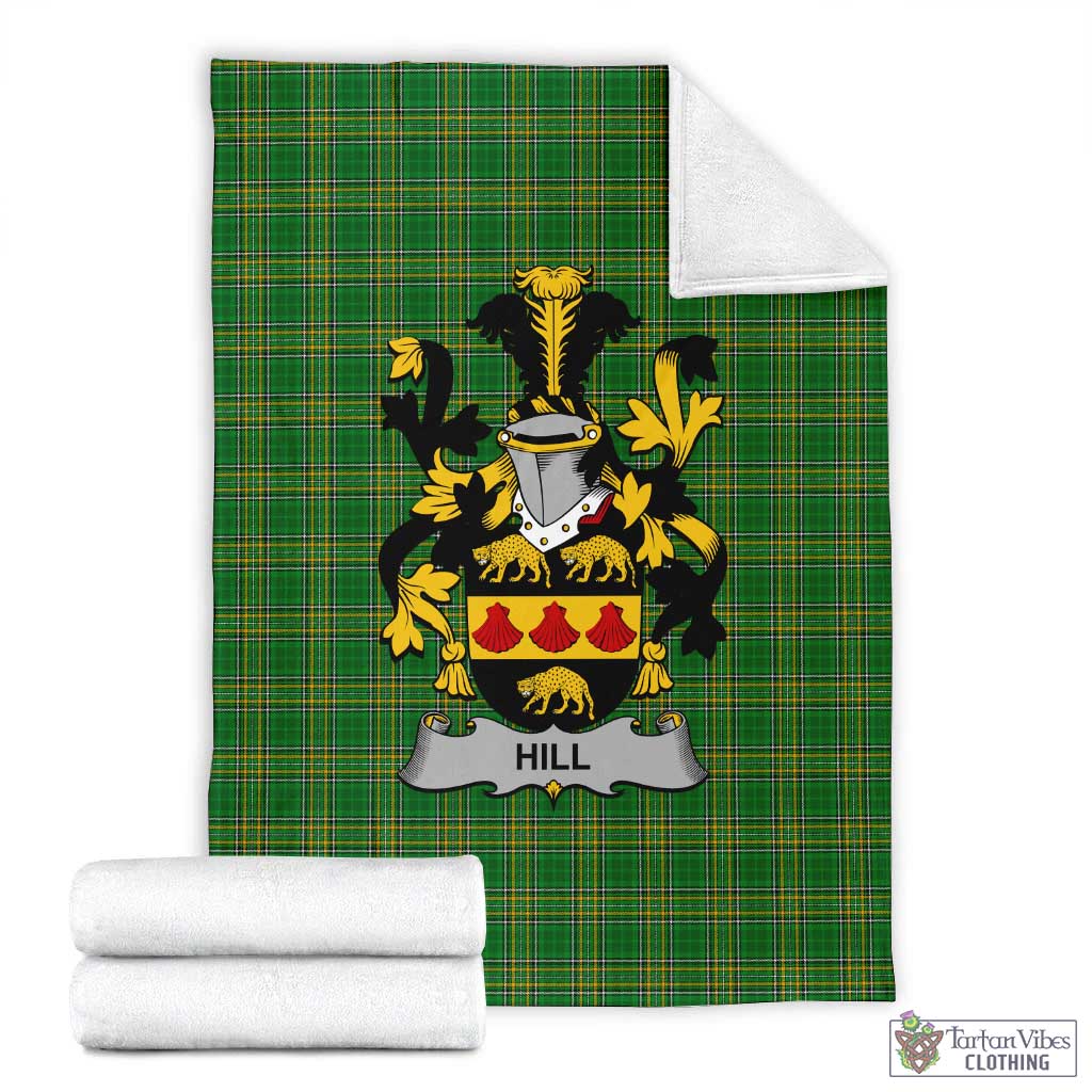 Hill Irish Clan Tartan Blanket with Coat of Arms X-Large 59 x 79 inches 150 x 200 cm - Tartan Vibes Clothing