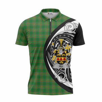Hill Irish Clan Zipper Polo Shirt Celtic Circle Style Unisex - Tartan Vibes Clothing