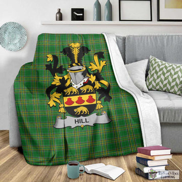 Tartan Vibes Clothing Hill Irish Clan Tartan Blanket with Coat of Arms
