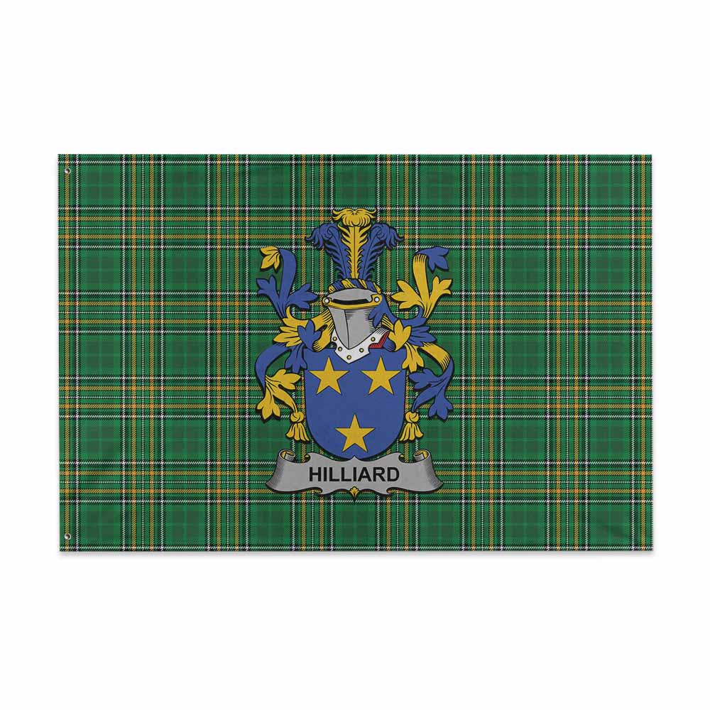 Tartan Vibes Clothing Hilliard Irish Clan Tartan House Flag with Coat of Arms