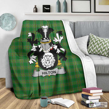 Tartan Vibes Clothing Hilton Irish Clan Tartan Blanket with Coat of Arms