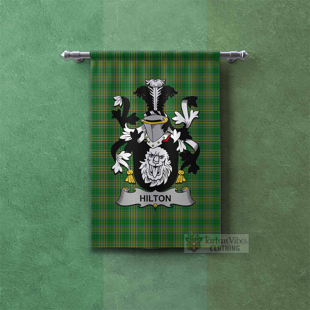 Hilton Irish Clan Tartan Gonfalon, Tartan Banner with Coat of Arms Rectangle - Tartan Vibes Clothing