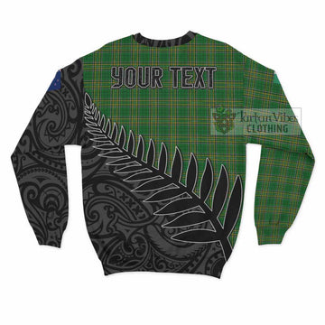 Hoare Irish Clan Tartan Sweatshirt with Coat of Arms New Zealand Silver Fern Half Style - Tartan Vibes Clothing