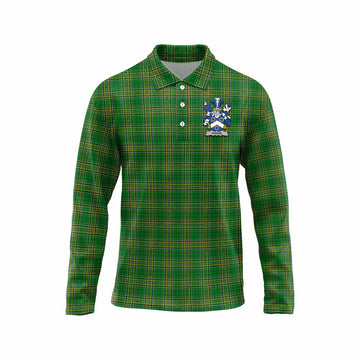 Hodge Irish Clan Tartan Long Sleeve Polo Shirt with Coat of Arms