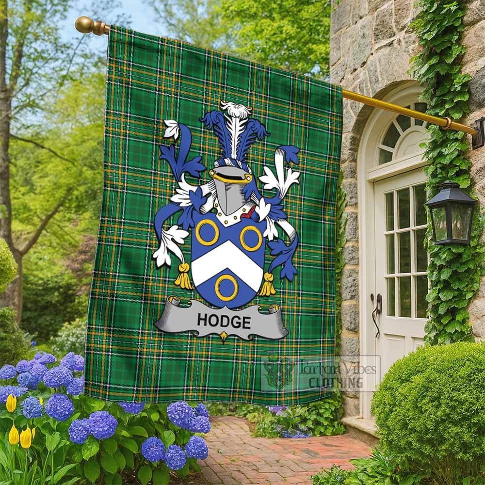 Hodge Irish Clan Tartan Flag with Coat of Arms