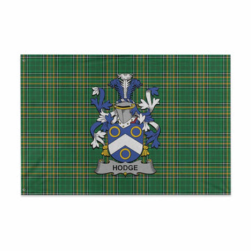 Hodge Irish Clan Tartan House Flag with Coat of Arms