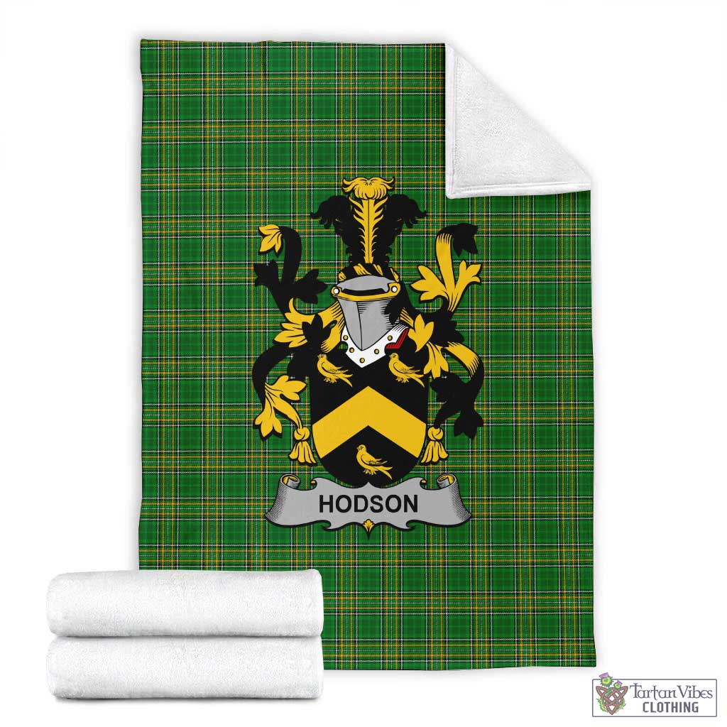 Hodson Irish Clan Tartan Blanket with Coat of Arms X-Large 59 x 79 inches 150 x 200 cm - Tartan Vibes Clothing