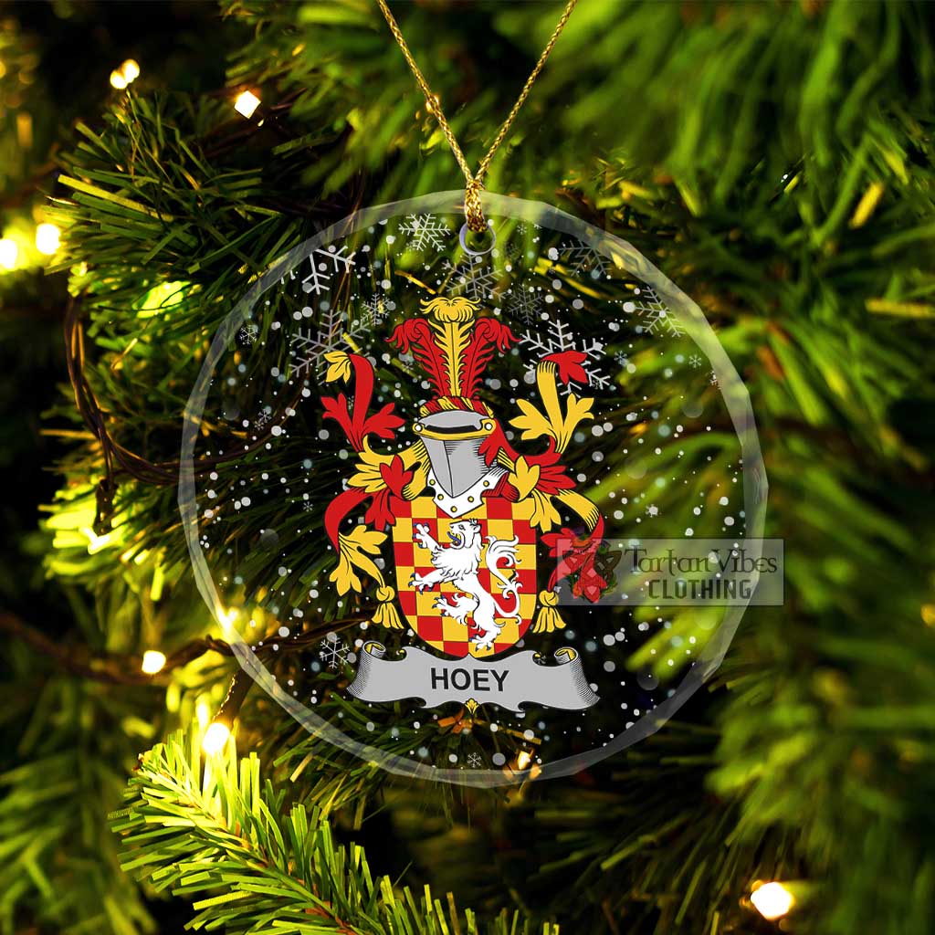 Tartan Vibes Clothing Hoey Irish Clan Christmas Glass Ornament with Coat of Arms