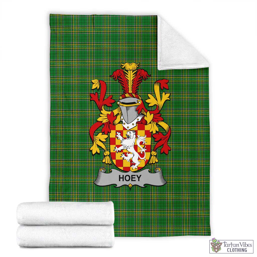 Hoey Irish Clan Tartan Blanket with Coat of Arms X-Large 59 x 79 inches 150 x 200 cm - Tartan Vibes Clothing