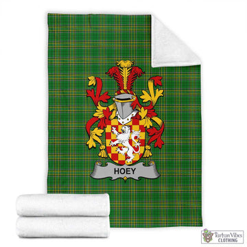 Tartan Vibes Clothing Hoey Irish Clan Tartan Blanket with Coat of Arms