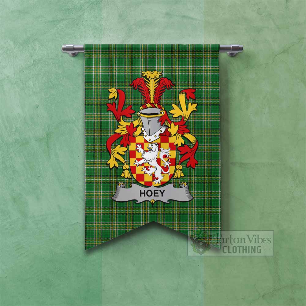 Tartan Vibes Clothing Hoey Irish Clan Tartan Gonfalon, Tartan Banner with Coat of Arms
