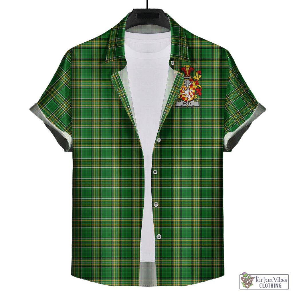 Tartan Vibes Clothing Hoey Ireland Clan Tartan Short Sleeve Button Up with Coat of Arms