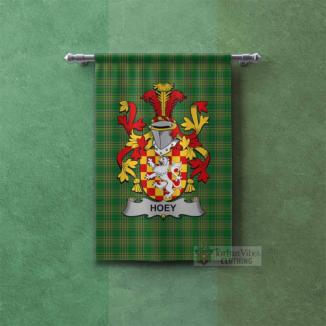 Tartan Vibes Clothing Hoey Irish Clan Tartan Gonfalon, Tartan Banner with Coat of Arms