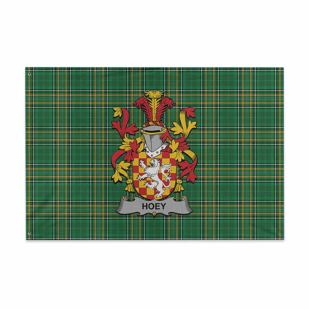 Tartan Vibes Clothing Hoey Irish Clan Tartan House Flag with Coat of Arms