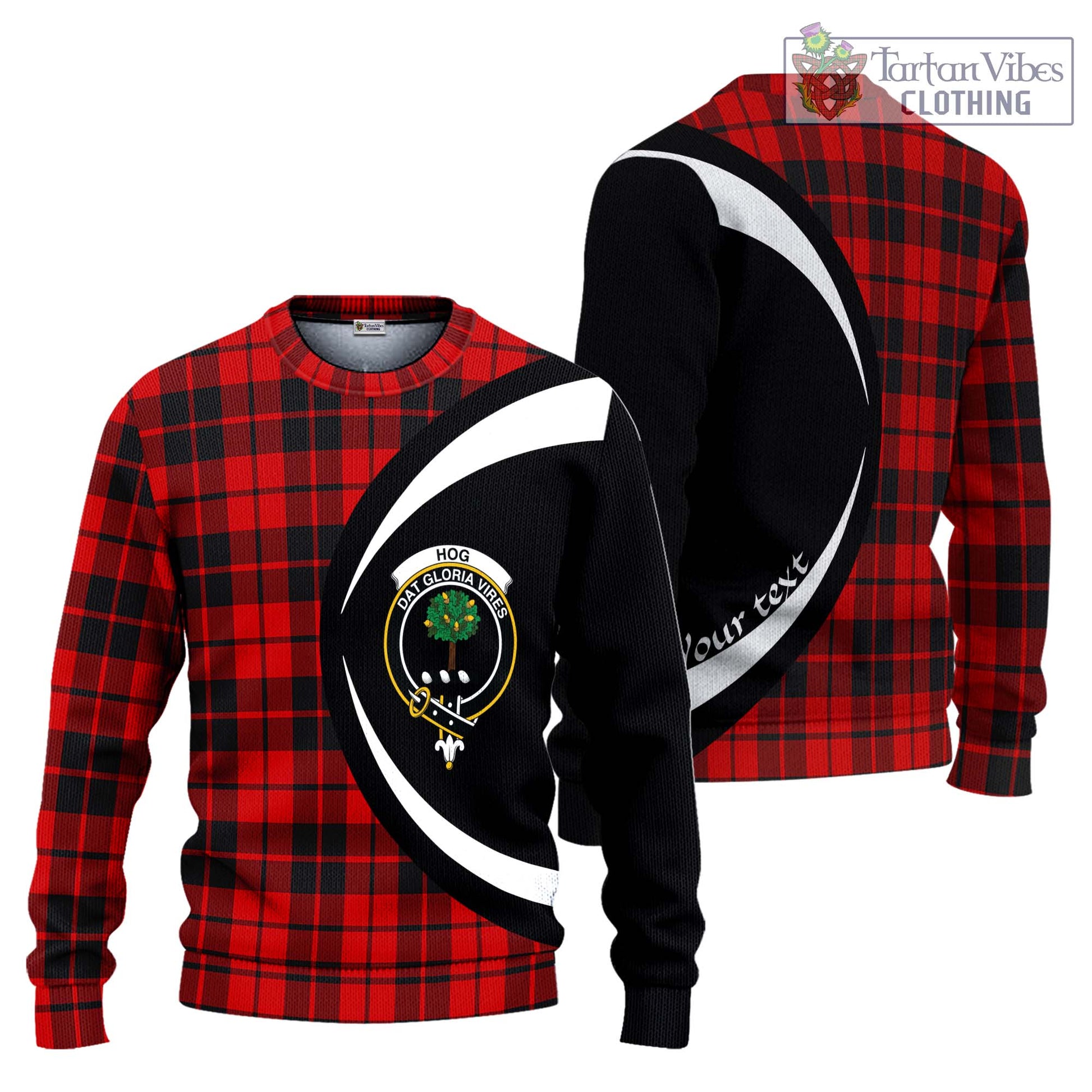 Hog Tartan Ugly Sweater with Family Crest Circle Style Unisex - Tartan Vibes Clothing