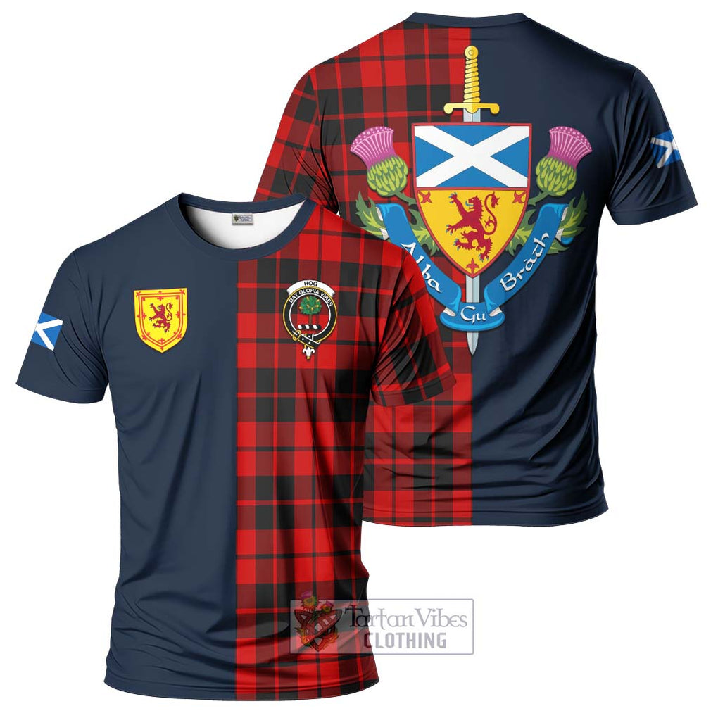 Hog Tartan T-Shirt Alba with Scottish Lion Royal Arm Half Style Kid's Shirt - Tartan Vibes Clothing