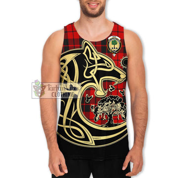 Hog Tartan Men's Tank Top with Family Crest Celtic Wolf Style Men - Tartan Vibes Clothing