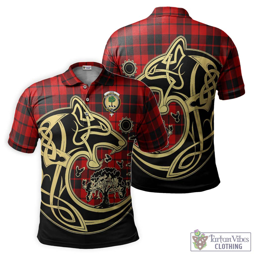 Hog Tartan Polo Shirt with Family Crest Celtic Wolf Style Kid - Tartan Vibes Clothing