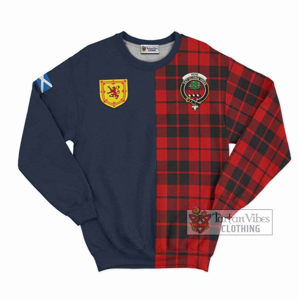 Hog Tartan Sweatshirt Alba with Scottish Lion Royal Arm Half Style Unisex - Tartan Vibes Clothing