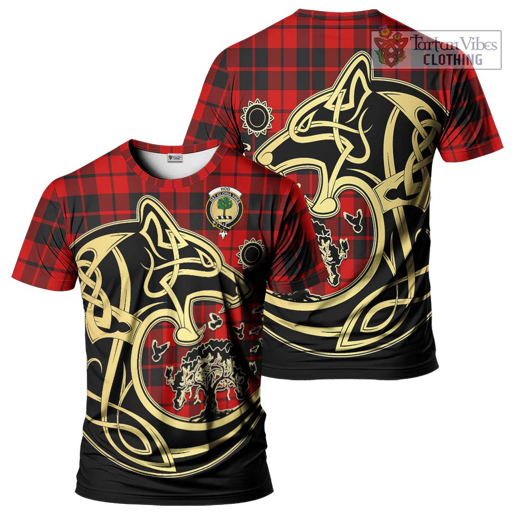 Hog Tartan T-Shirt with Family Crest Celtic Wolf Style Kid's Shirt - Tartan Vibes Clothing