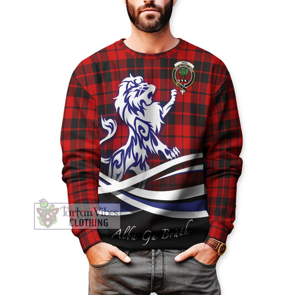 Hog Tartan Sweatshirt with Alba Gu Brath Regal Lion Emblem Unisex - Tartan Vibes Clothing