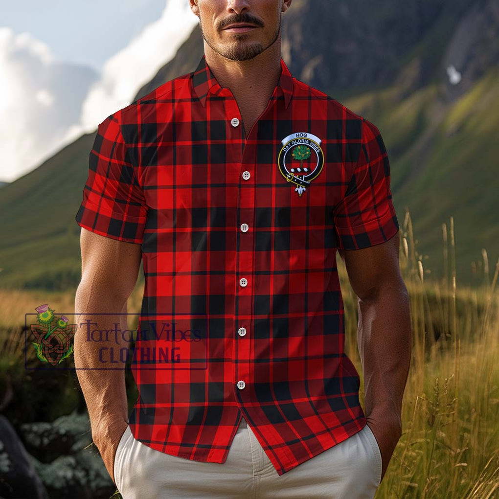 Hog Tartan Cotton Hawaiian Shirt with Family Crest Kid - Tartan Vibes Clothing