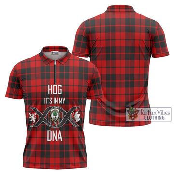 Hog Tartan Zipper Polo Shirt with Family Crest DNA In Me Style Unisex - Tartan Vibes Clothing