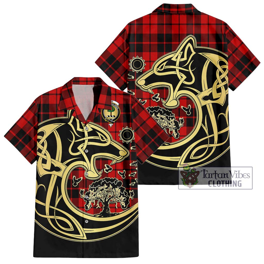 Hog Tartan Hawaiian Shirt with Family Crest Celtic Wolf Style Kid - Tartan Vibes Clothing