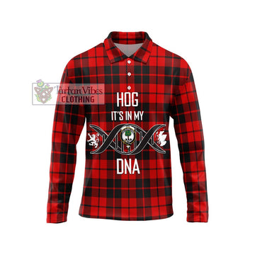 Hog Tartan Long Sleeve Polo Shirt with Family Crest DNA In Me Style Unisex - Tartan Vibes Clothing