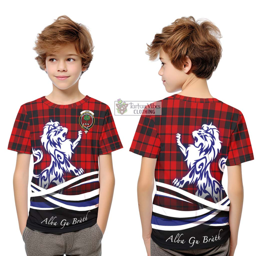 Hog Tartan Kid T-Shirt with Alba Gu Brath Regal Lion Emblem Youth XL Size14 - Tartan Vibes Clothing