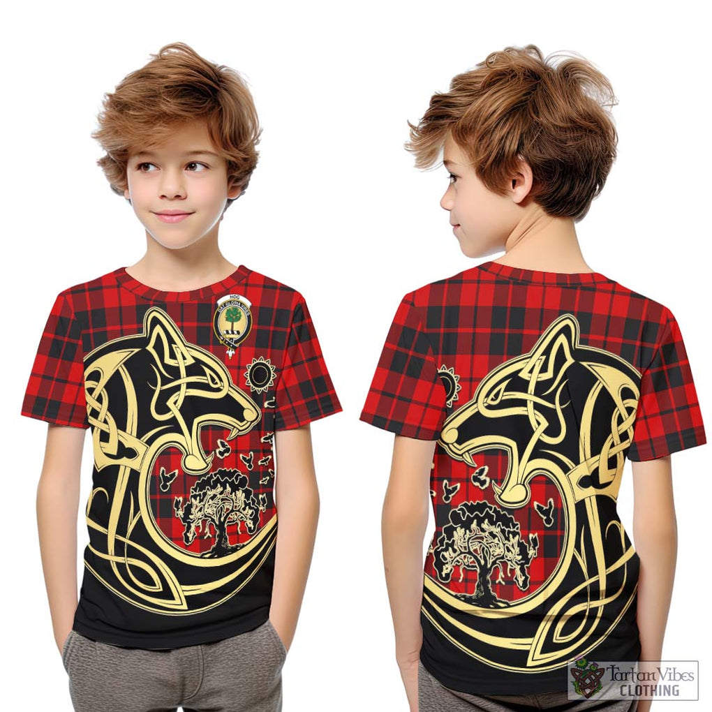 Hog Tartan Kid T-Shirt with Family Crest Celtic Wolf Style Youth XL Size14 - Tartan Vibes Clothing
