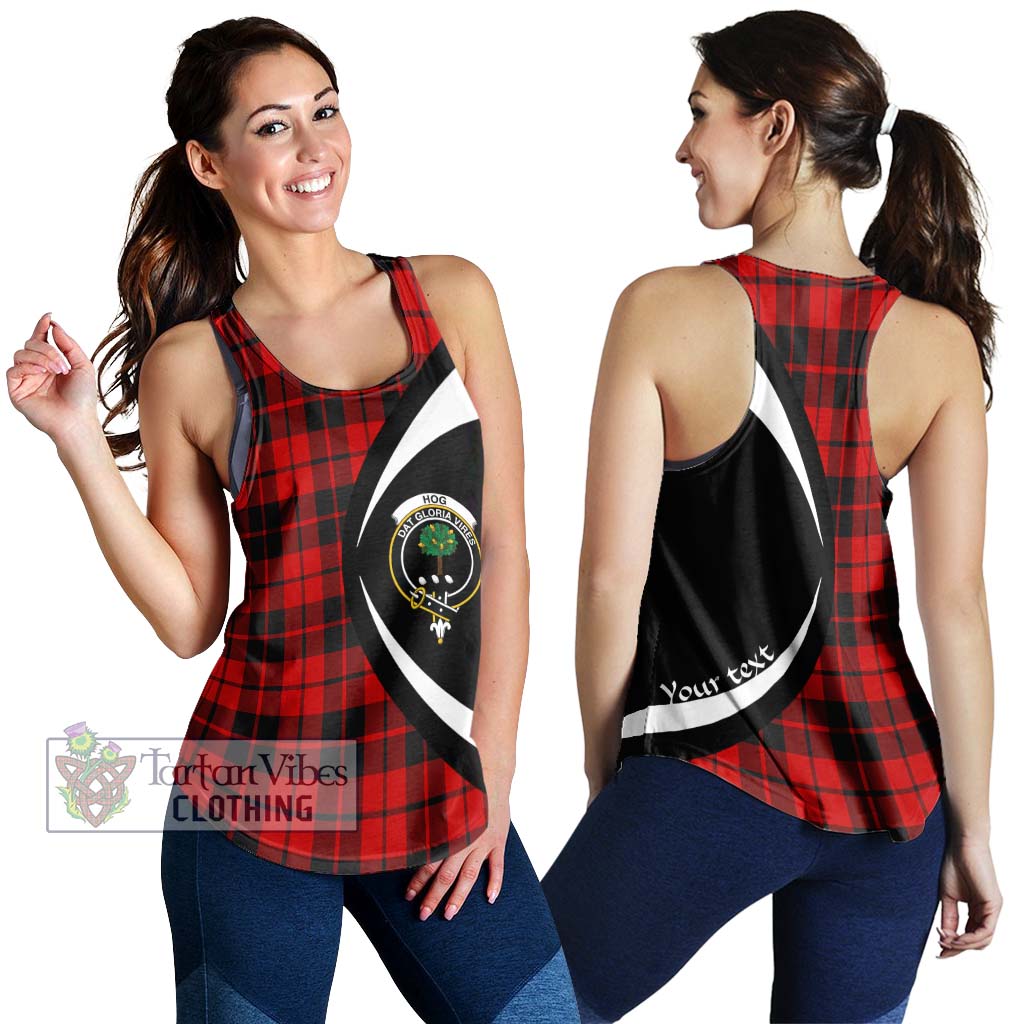 Hog Tartan Women's Racerback Tanks with Family Crest Circle Style 4XL - Tartan Vibes Clothing
