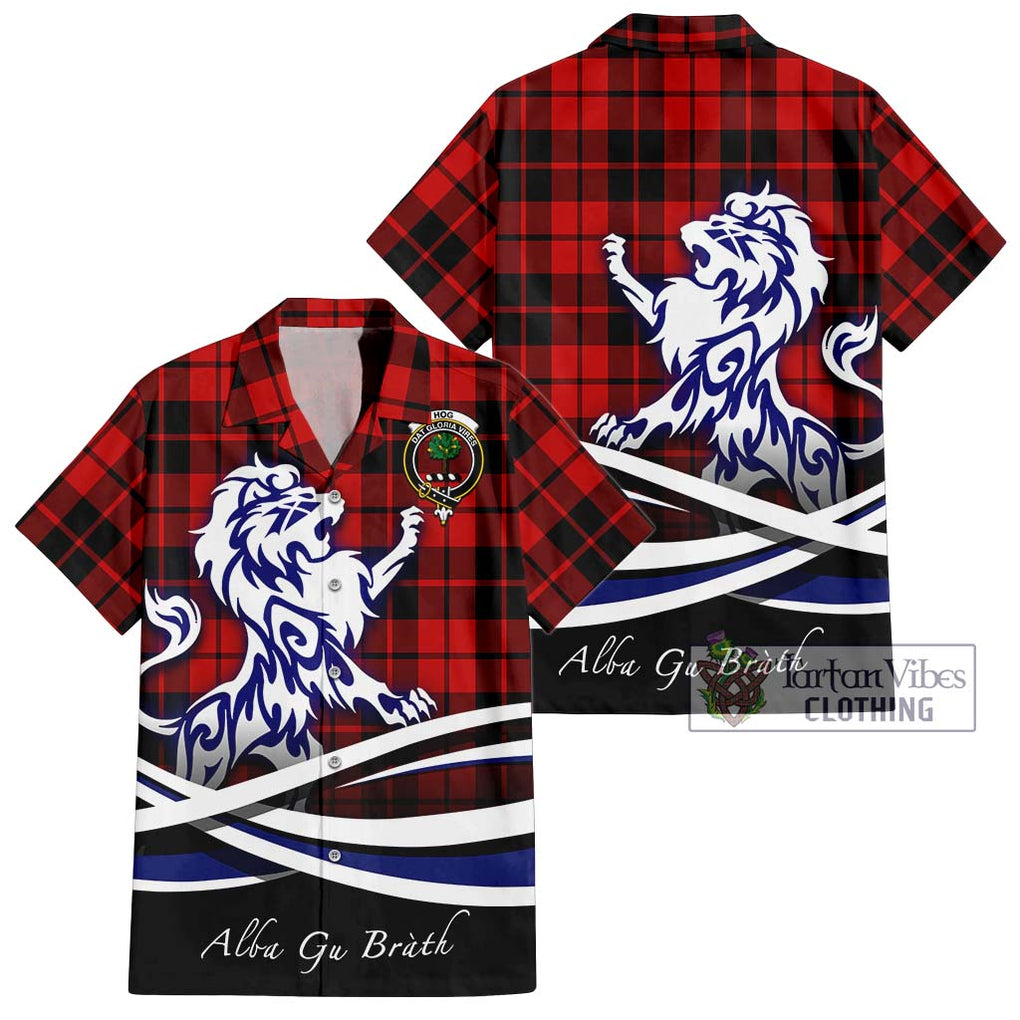 Hog Tartan Hawaiian Shirt with Alba Gu Brath Regal Lion Emblem Kid - Tartan Vibes Clothing
