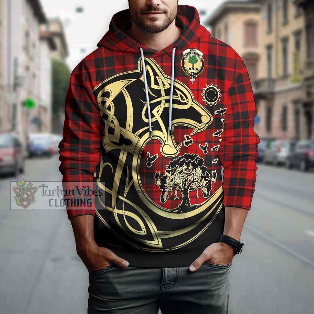 Hog Tartan Hoodie with Family Crest Celtic Wolf Style Zip Hoodie - Tartan Vibes Clothing