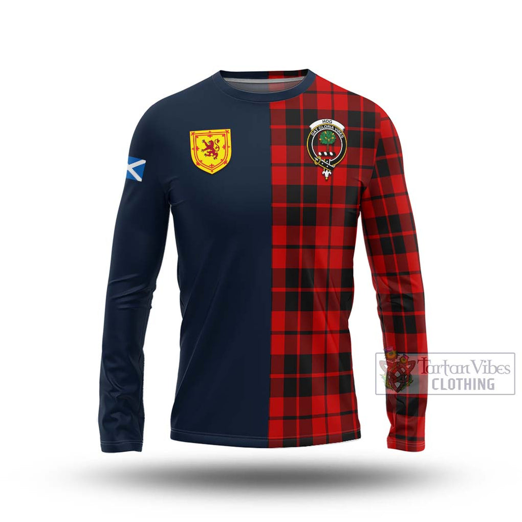 Hog Tartan Long Sleeve T-Shirt Alba with Scottish Lion Royal Arm Half Style Unisex - Tartan Vibes Clothing