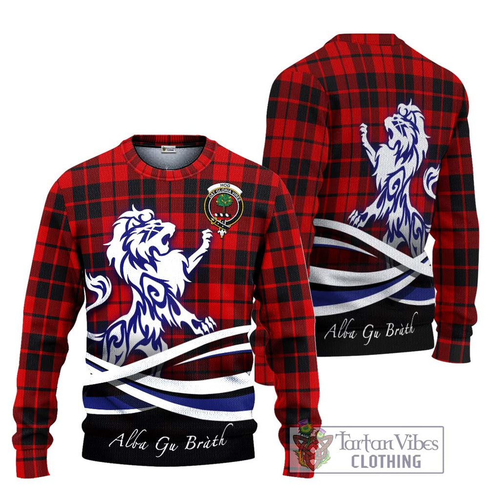Hog Tartan Ugly Sweater with Alba Gu Brath Regal Lion Emblem Unisex - Tartan Vibes Clothing
