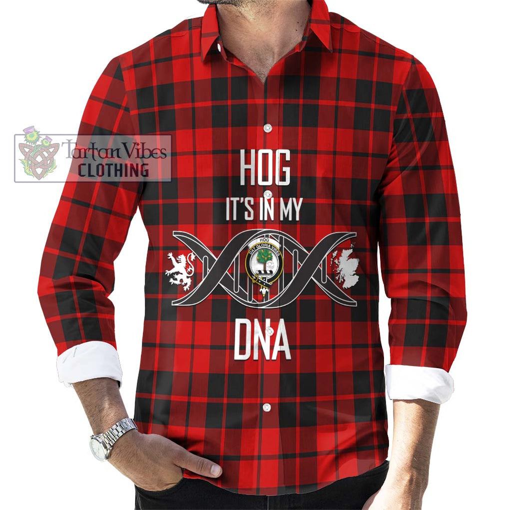 Hog Tartan Long Sleeve Button Shirt with Family Crest DNA In Me Style Men's Shirt S - Tartanvibesclothing Shop