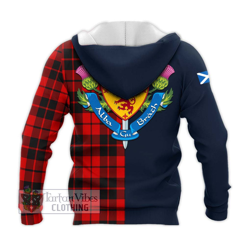 Hog Tartan Knitted Hoodie Alba with Scottish Lion Royal Arm Half Style - Tartan Vibes Clothing