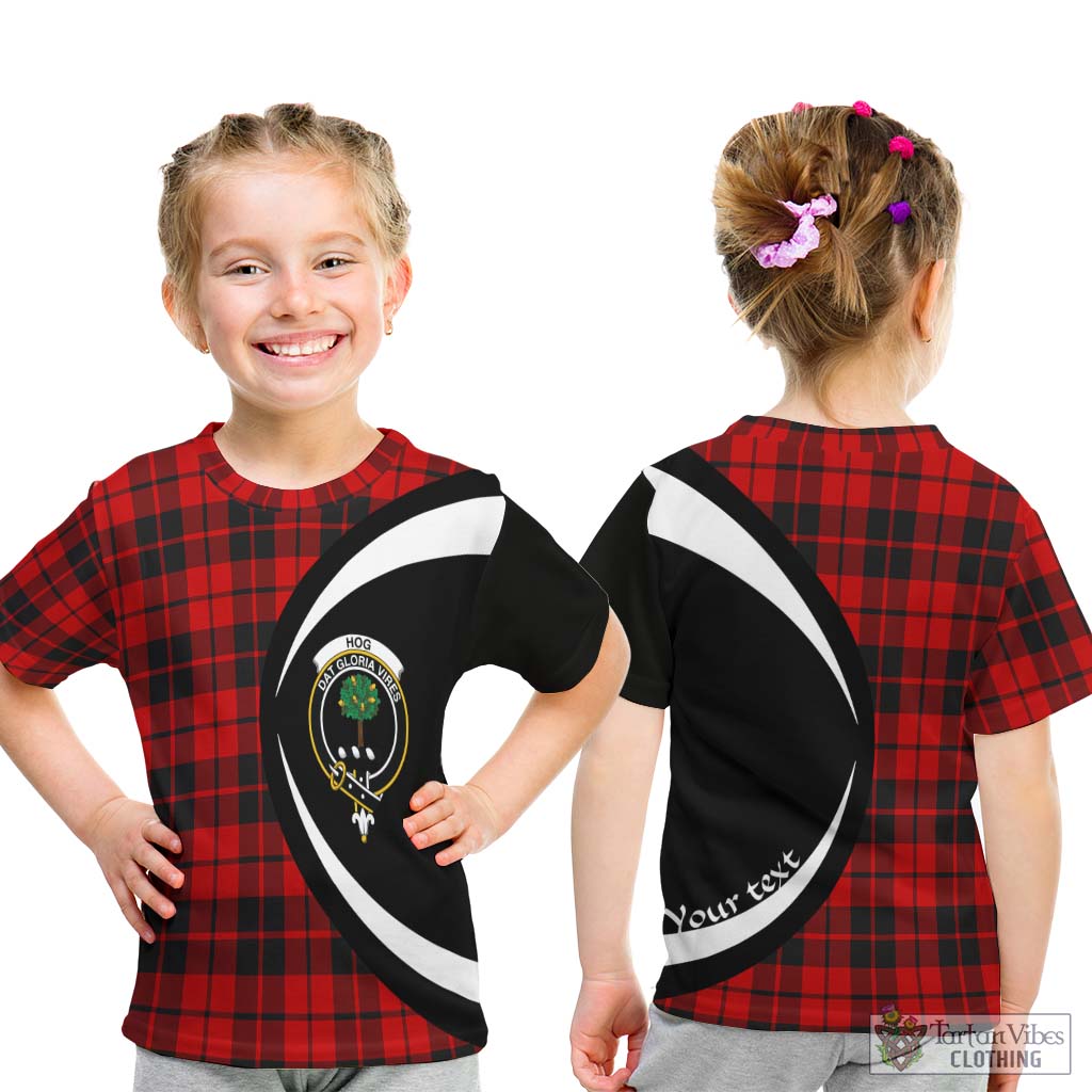 Hog Tartan Kid T-Shirt with Family Crest Circle Style - Tartan Vibes Clothing