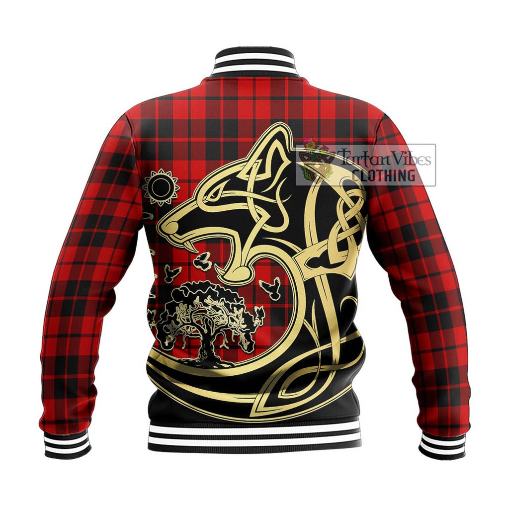 Hog Tartan Baseball Jacket with Family Crest Celtic Wolf Style - Tartan Vibes Clothing