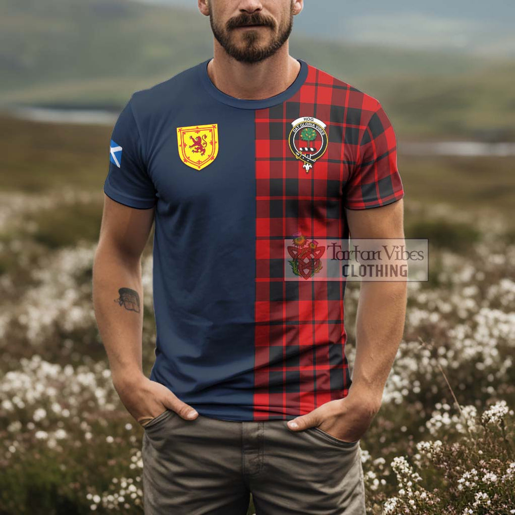 Hog Tartan T-Shirt Alba with Scottish Lion Royal Arm Half Style - Tartan Vibes Clothing