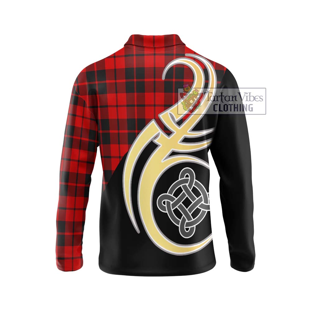 Hog Tartan Long Sleeve Polo Shirt with Family Crest and Celtic Symbol Style - Tartan Vibes Clothing