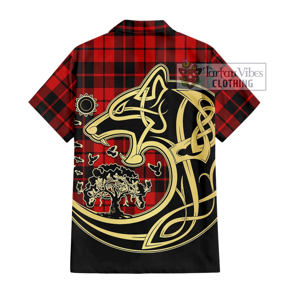 Hog Tartan Hawaiian Shirt with Family Crest Celtic Wolf Style - Tartan Vibes Clothing